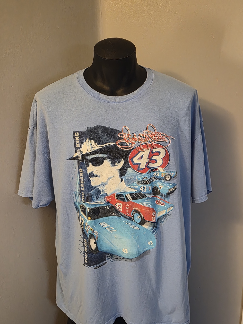 Vintage NASCAR Richard Petty #43 King of Racing Graphic T-Shirt Blue 2XL
